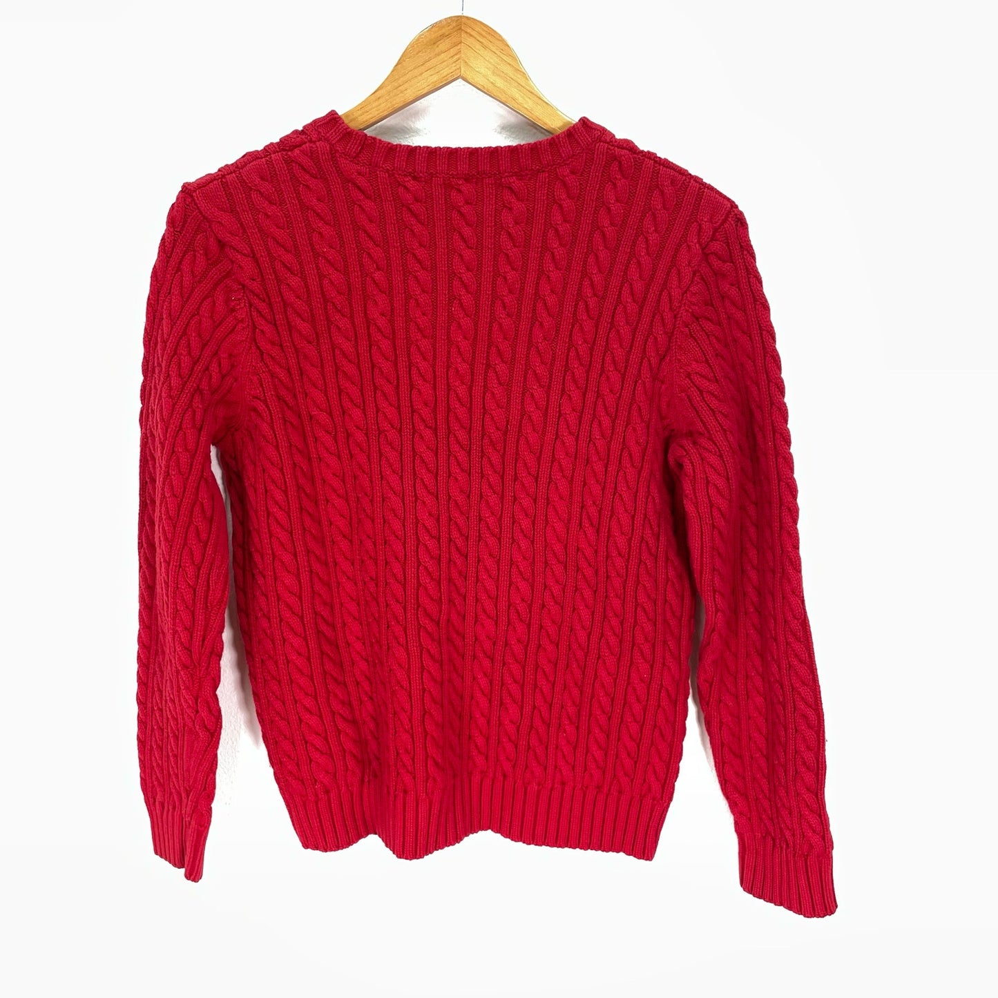 Lauren Ralph Lauren Red Crest Cable Knit Pullover Sweater Womens P/S