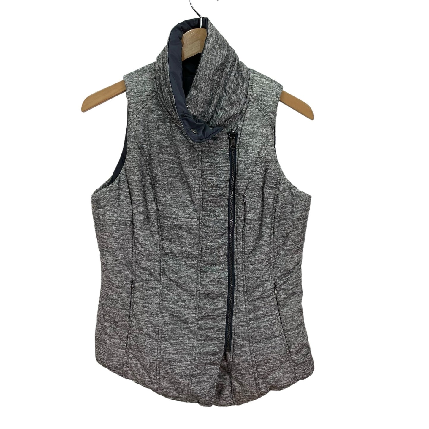 Zella Insulated Reversible Puffer Vest Gray White Womens Small1