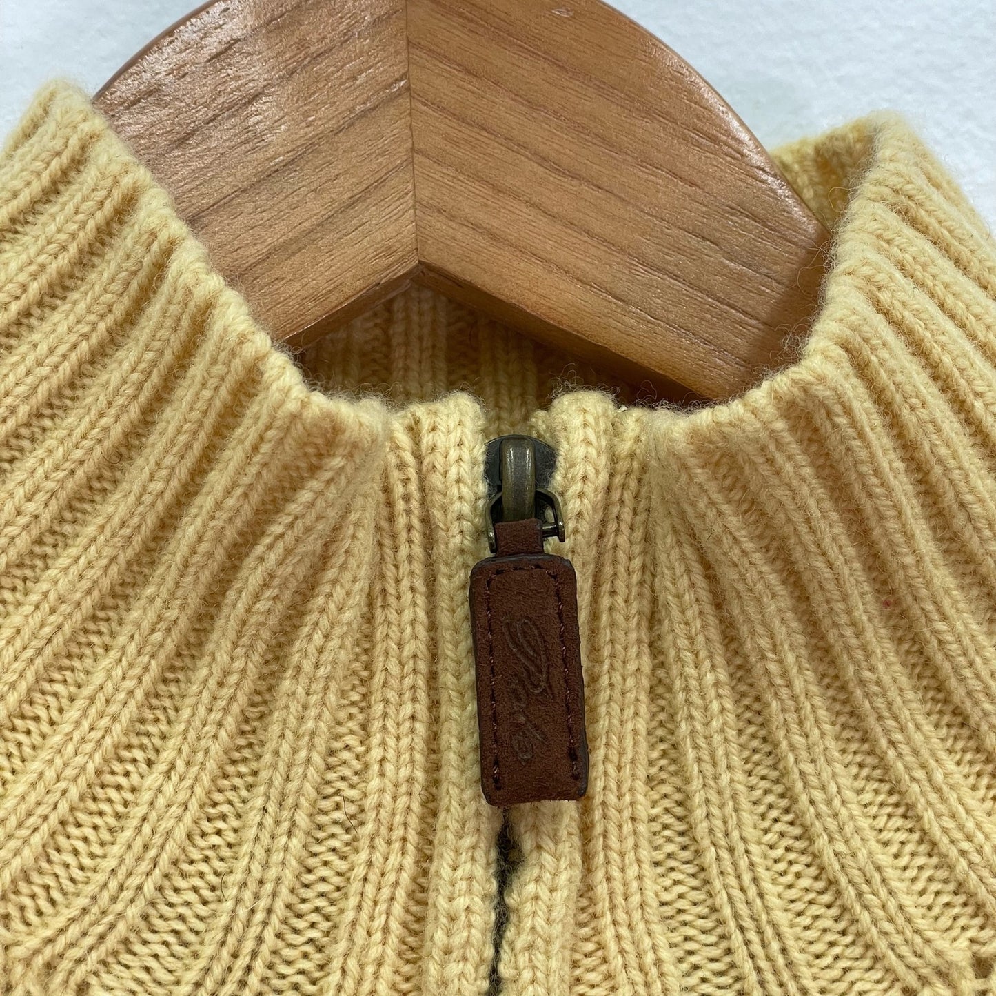 Polo by Ralph Lauren Classic Yellow Pullover Cable Knit Sweater 1/4 Zip Mens Large