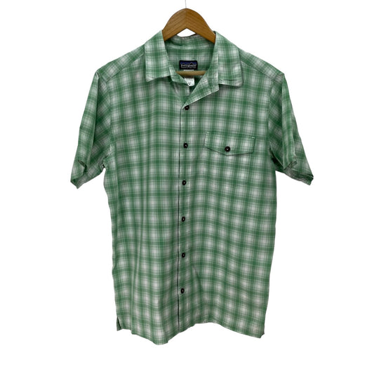 Patagonia Causal Button Down Green Plaid Short Sleeve Mens Medium