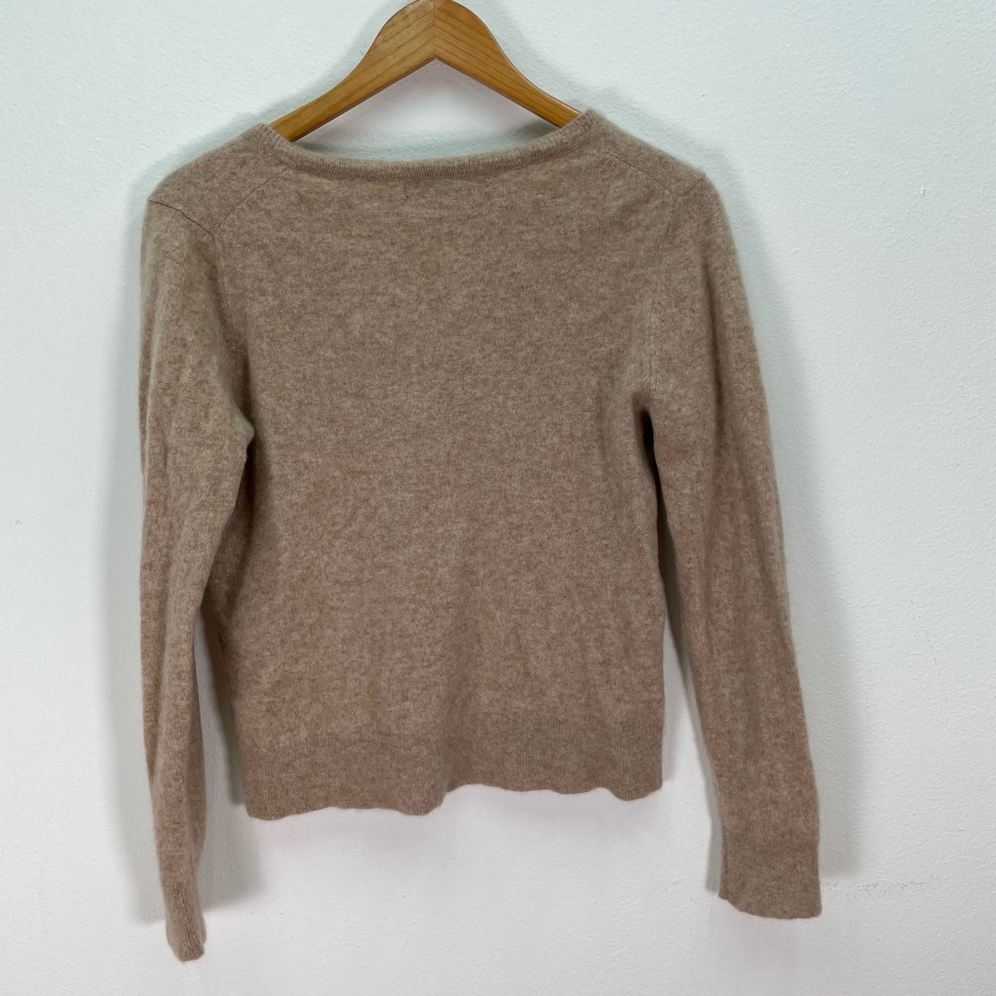 Quince Cashmere V-Neck Sweater Tan Cream Womens Medium Large