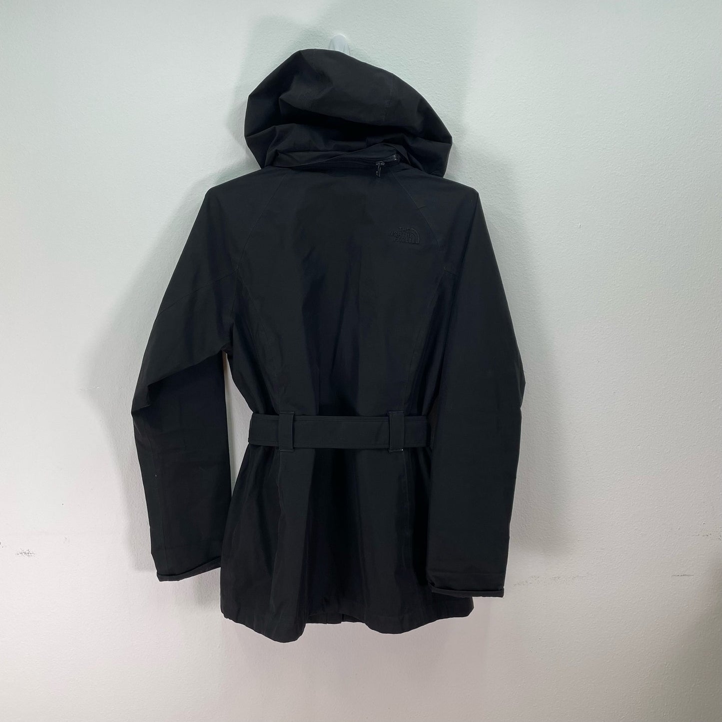 The North Face Belted Hooded Jacket Raincoat Black Womens Medium