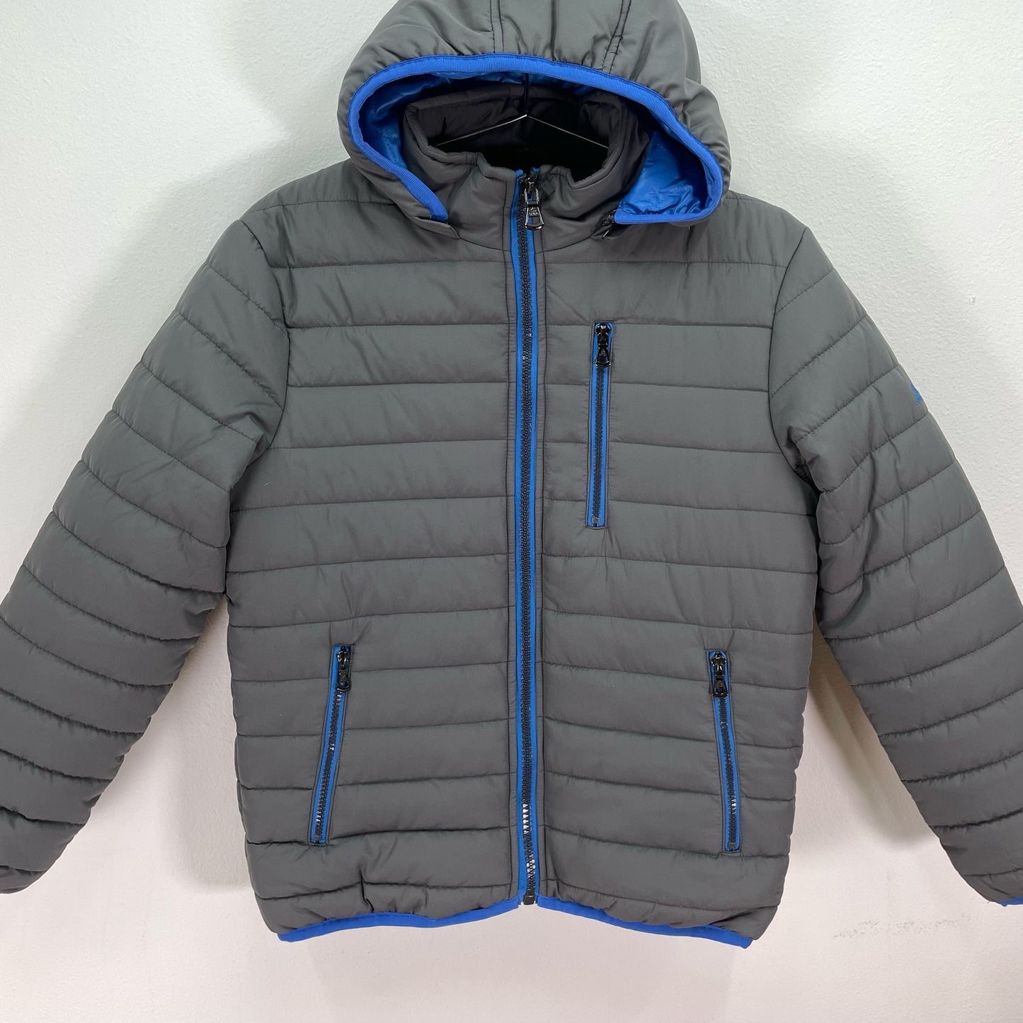 Spire Kids Puffer Hooded Jacket Coat Blue Gray NWT Large