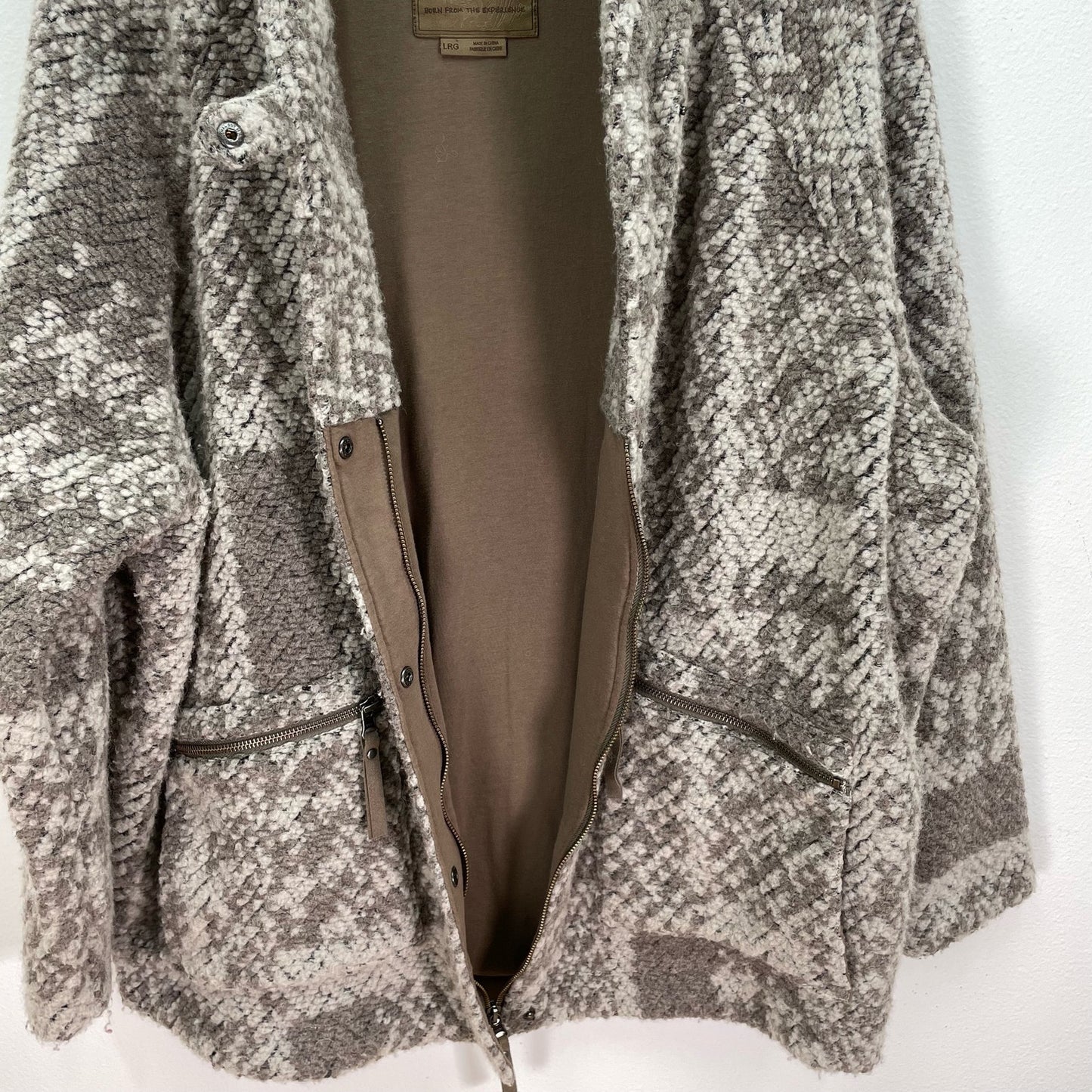 prAna Sakari Oversized Wool Jacket Snap Cream Gray Womens Large