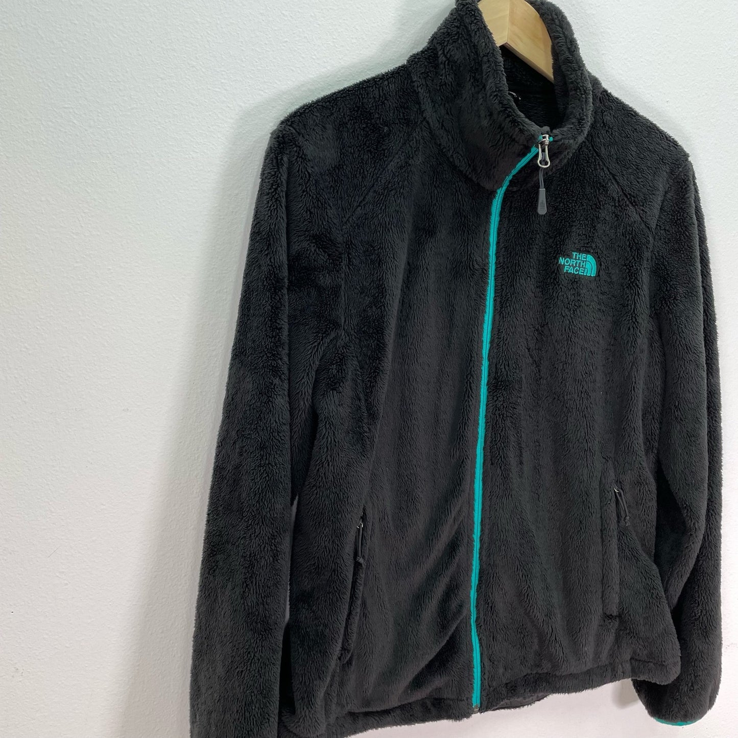 The North Face Fleece Full Zip Jacket Black Teal Womens Large