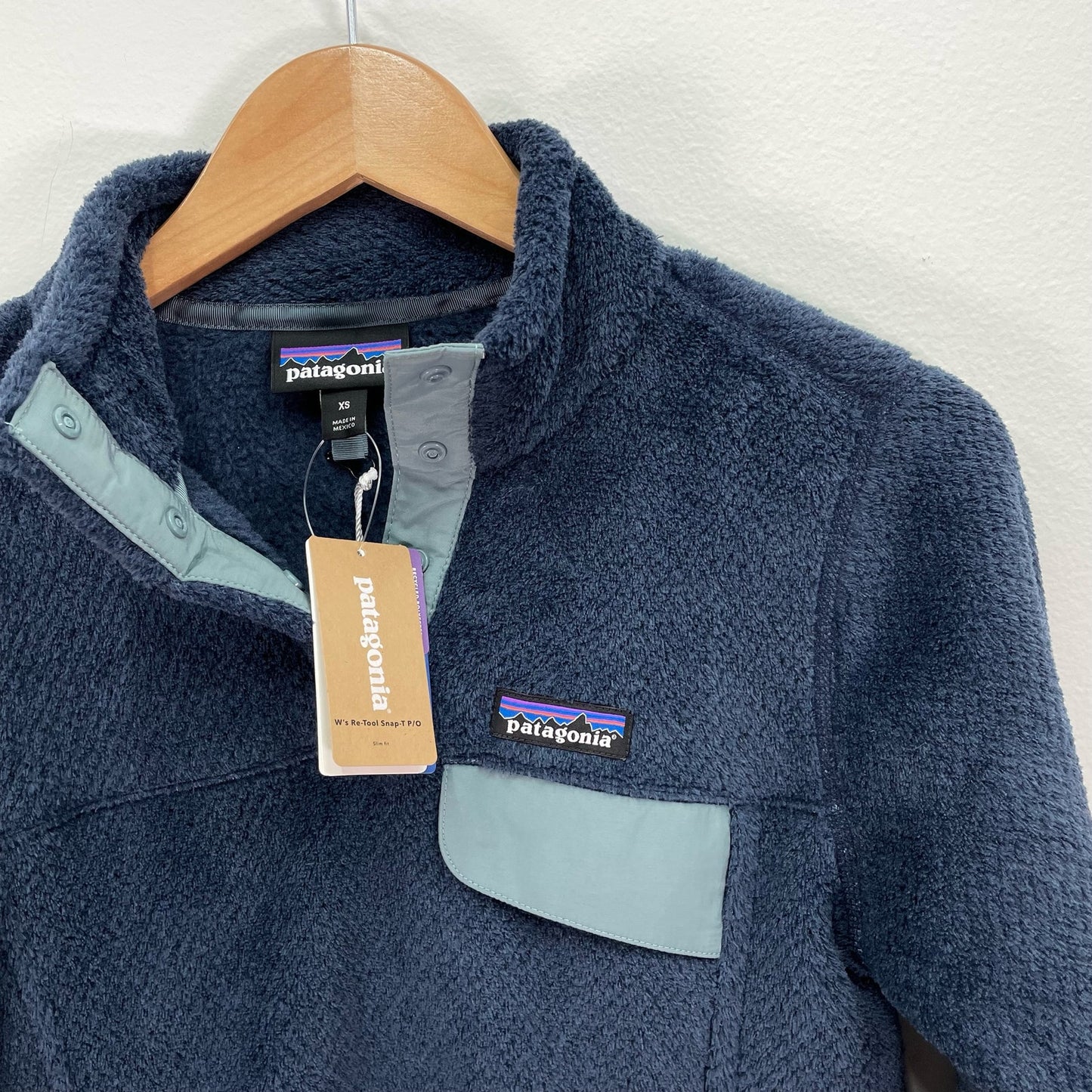 Patagonia Re-Tool Snap T P/O Blue Fleece Sweater NWT Womens XS