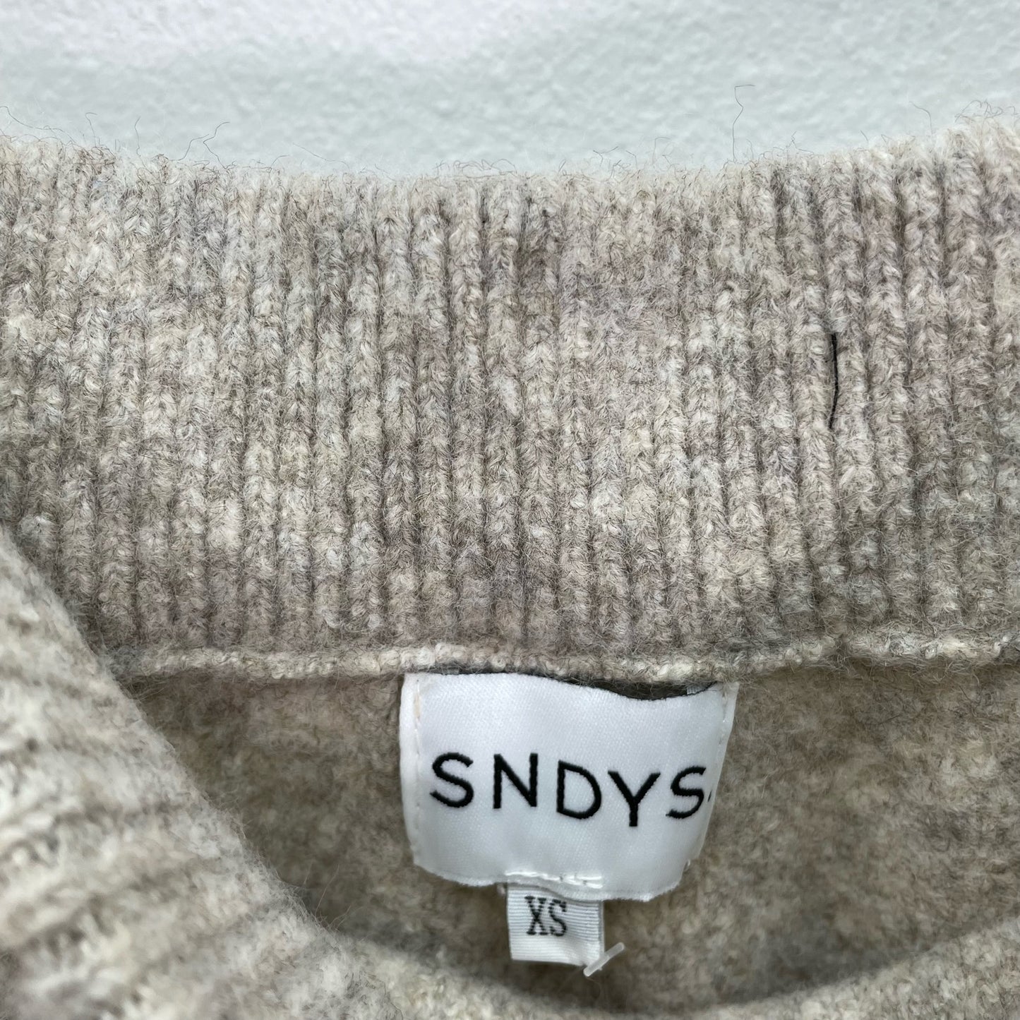 SNDYS Late Lunch Knit Skirt Wool Pencil Tan Cream Womens XS