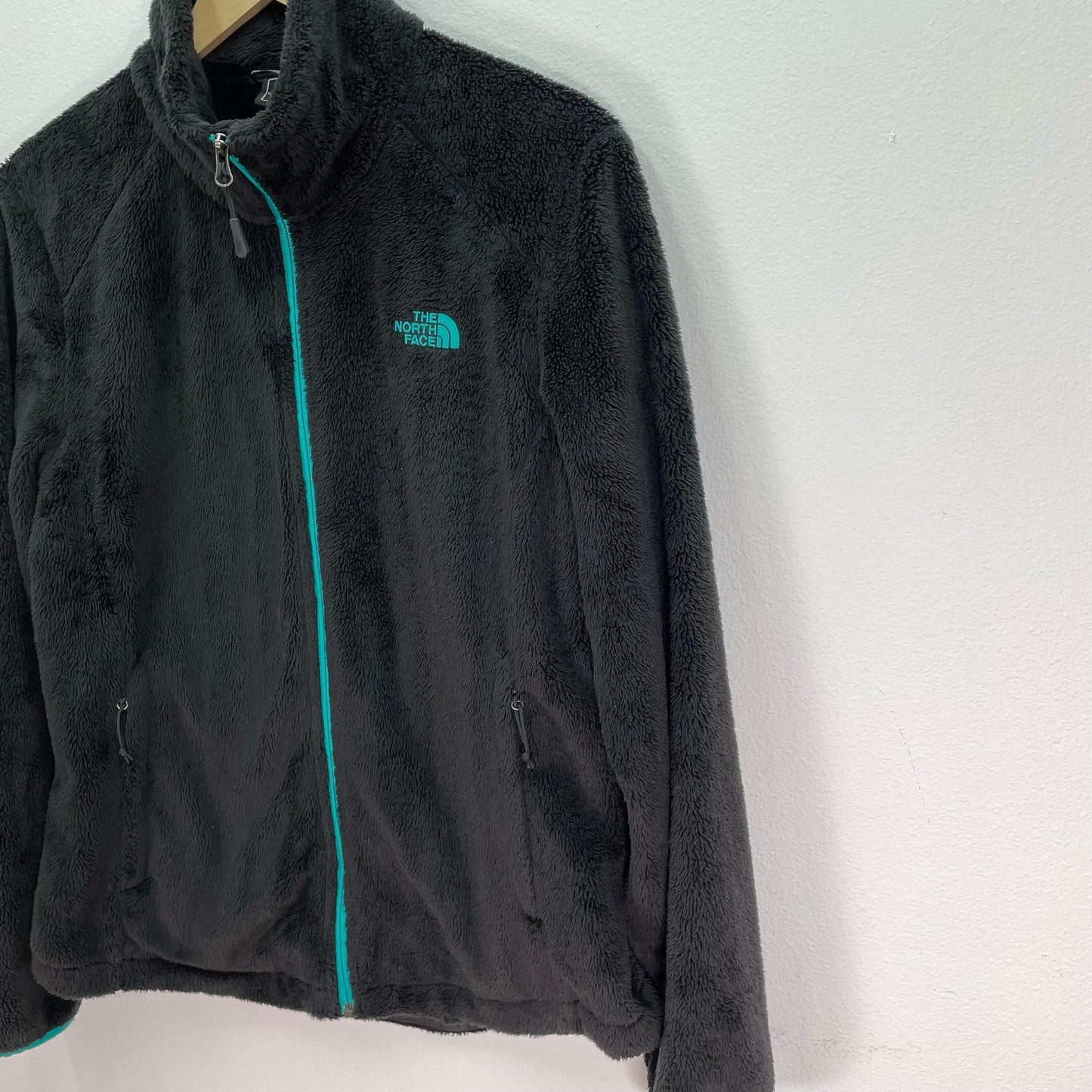 The North Face Fleece Full Zip Jacket Black Teal Womens Large