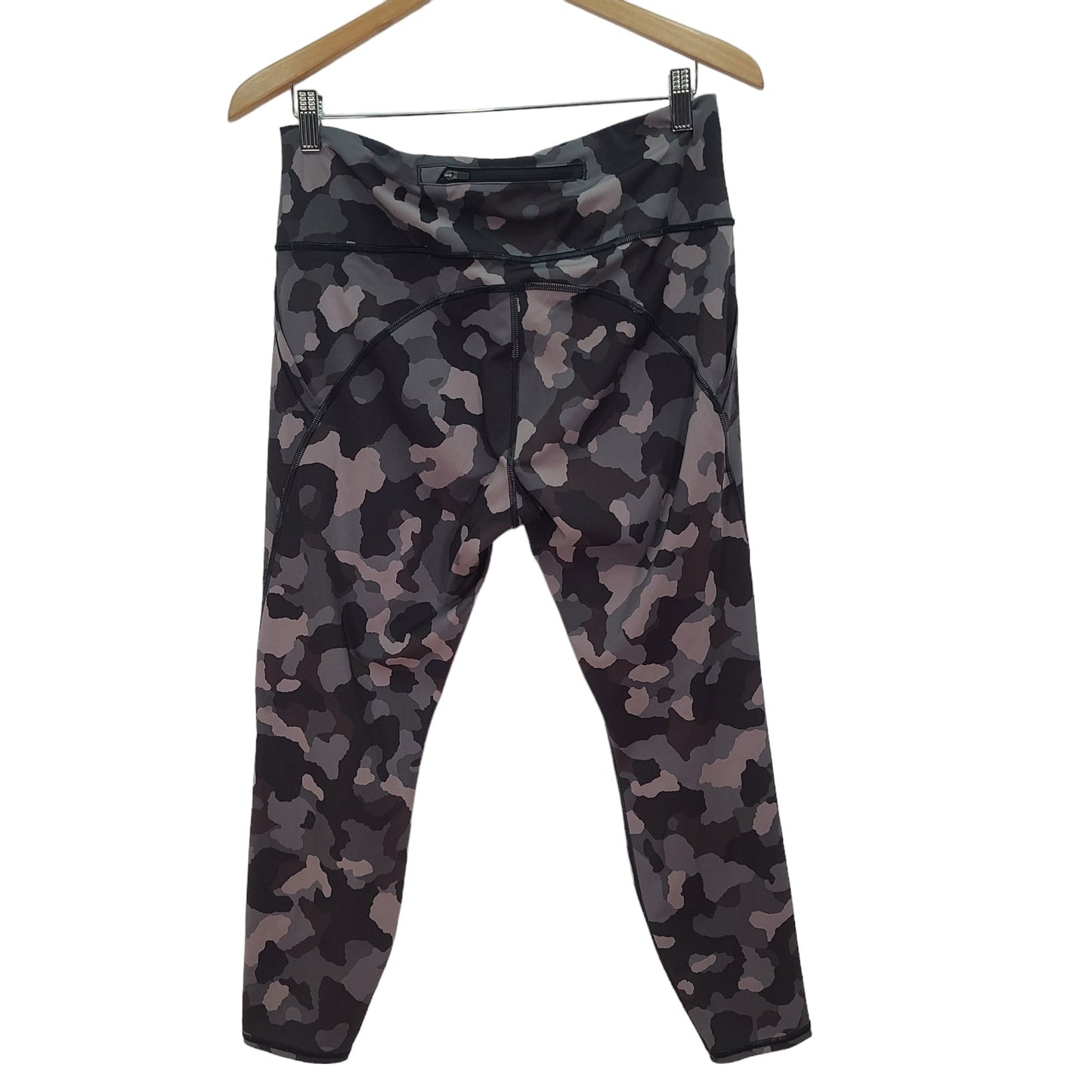 Athleta Lightning Tights Camo Gray Black Pockets Womens Size Large