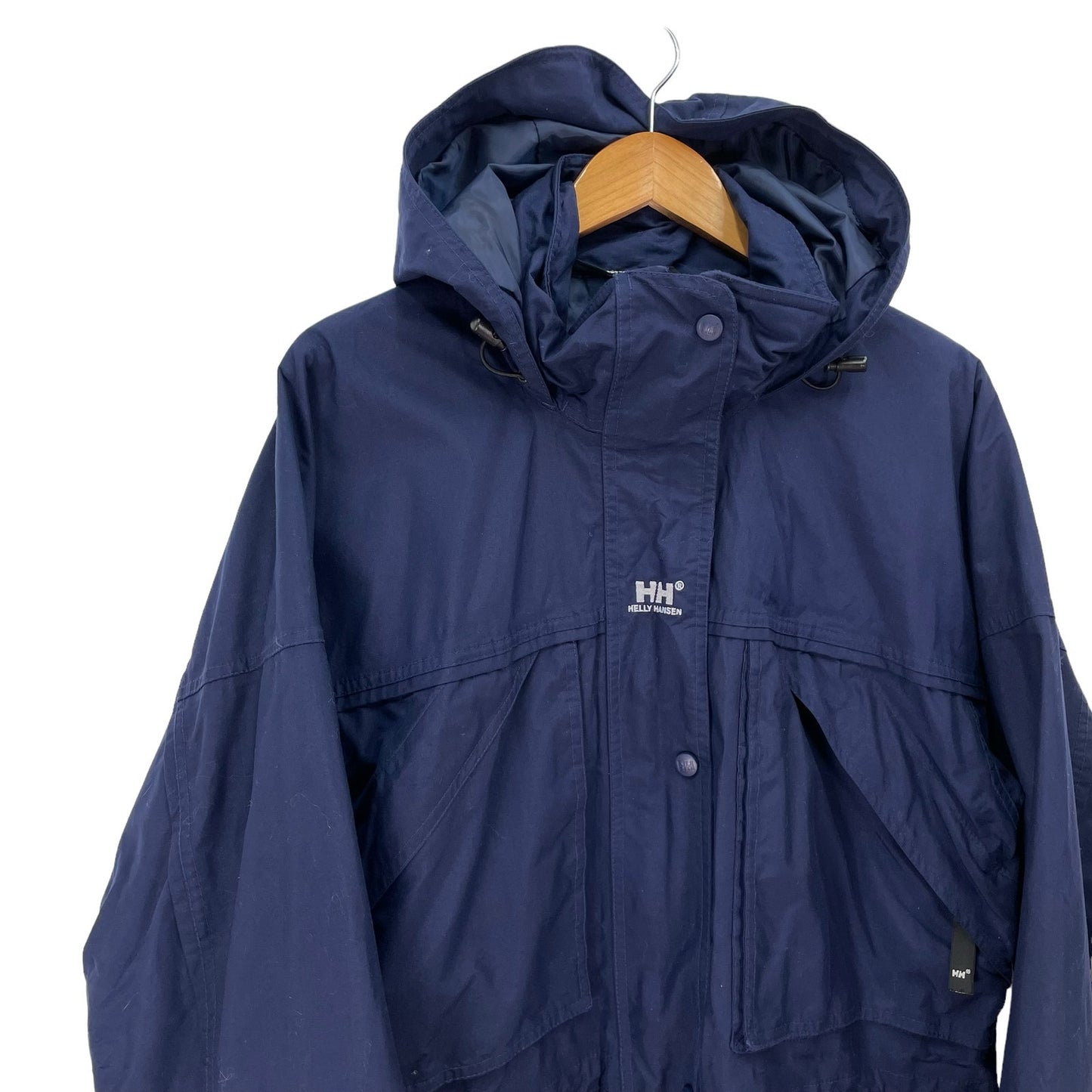 Helly Hansen Blue Hooded Raincoat Jacket Parka Mens Large