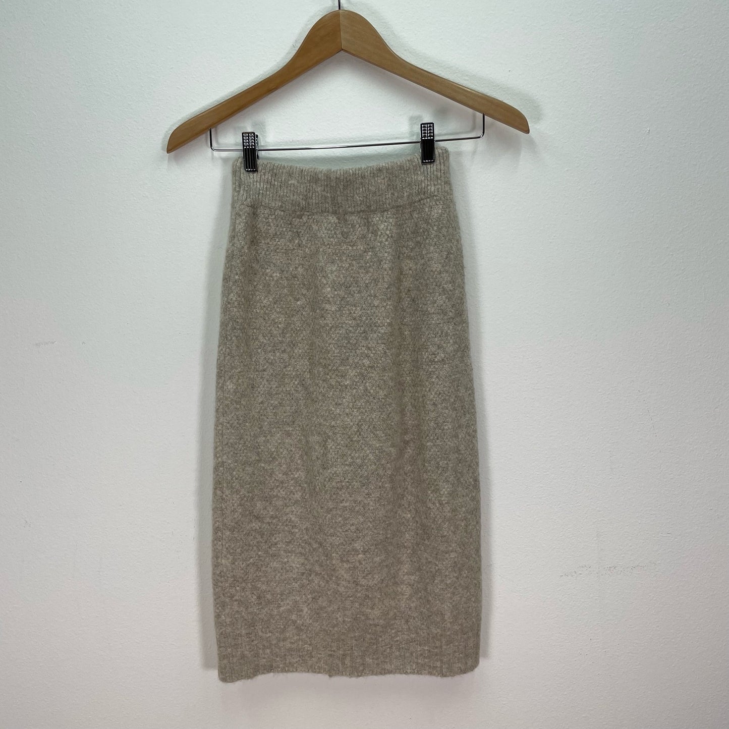 SNDYS Late Lunch Knit Skirt Wool Pencil Tan Cream Womens XS