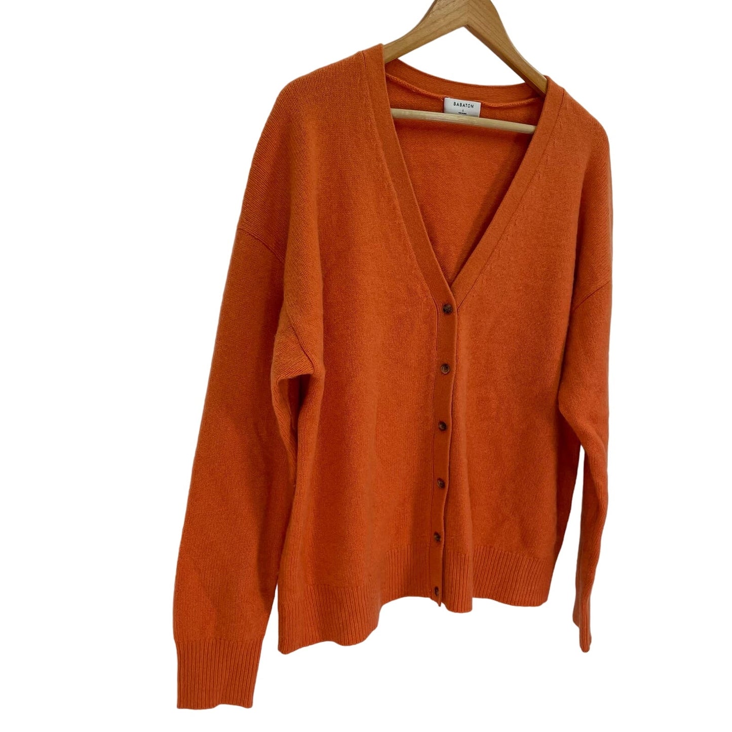 Babaton Orange Cardigan V-Neck Sweater Soft Womens Large