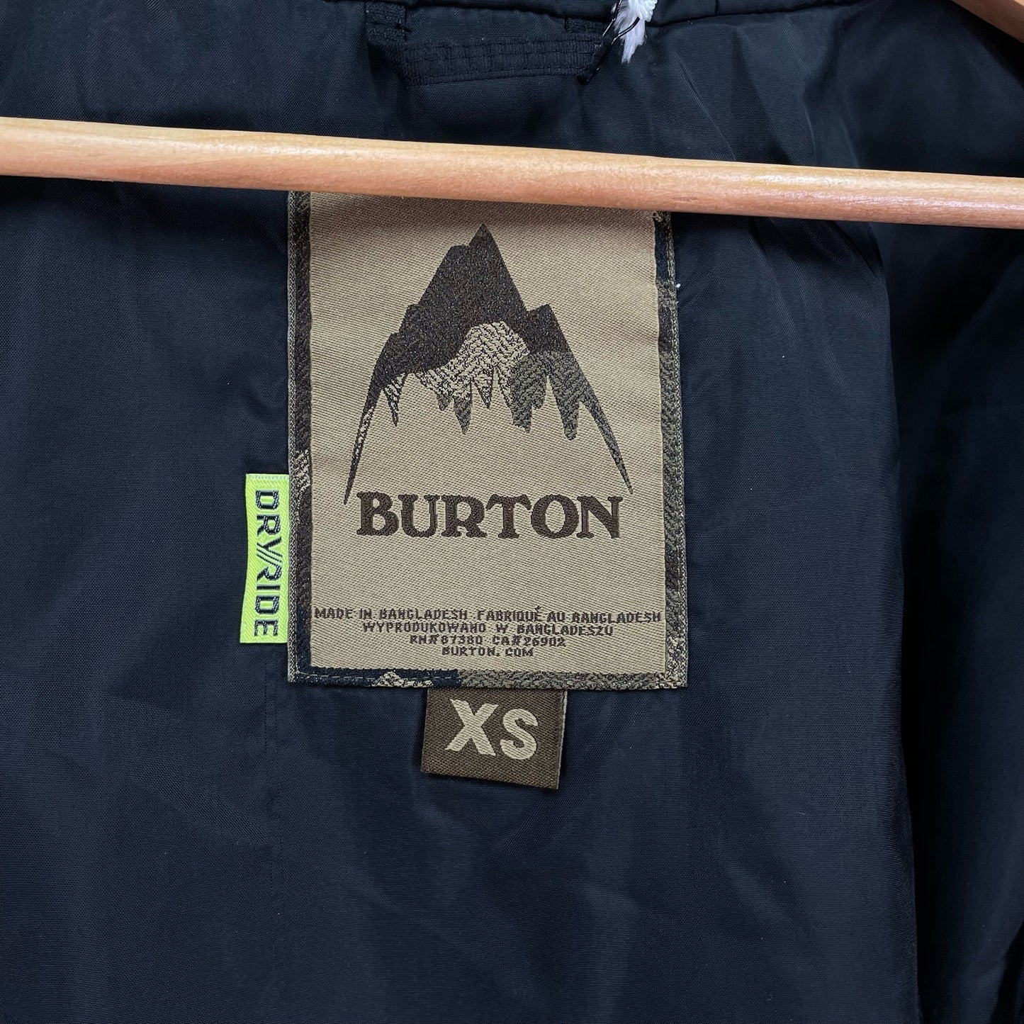 Burton Dry Ride Ski Snowboard Jacket Black Mens XS