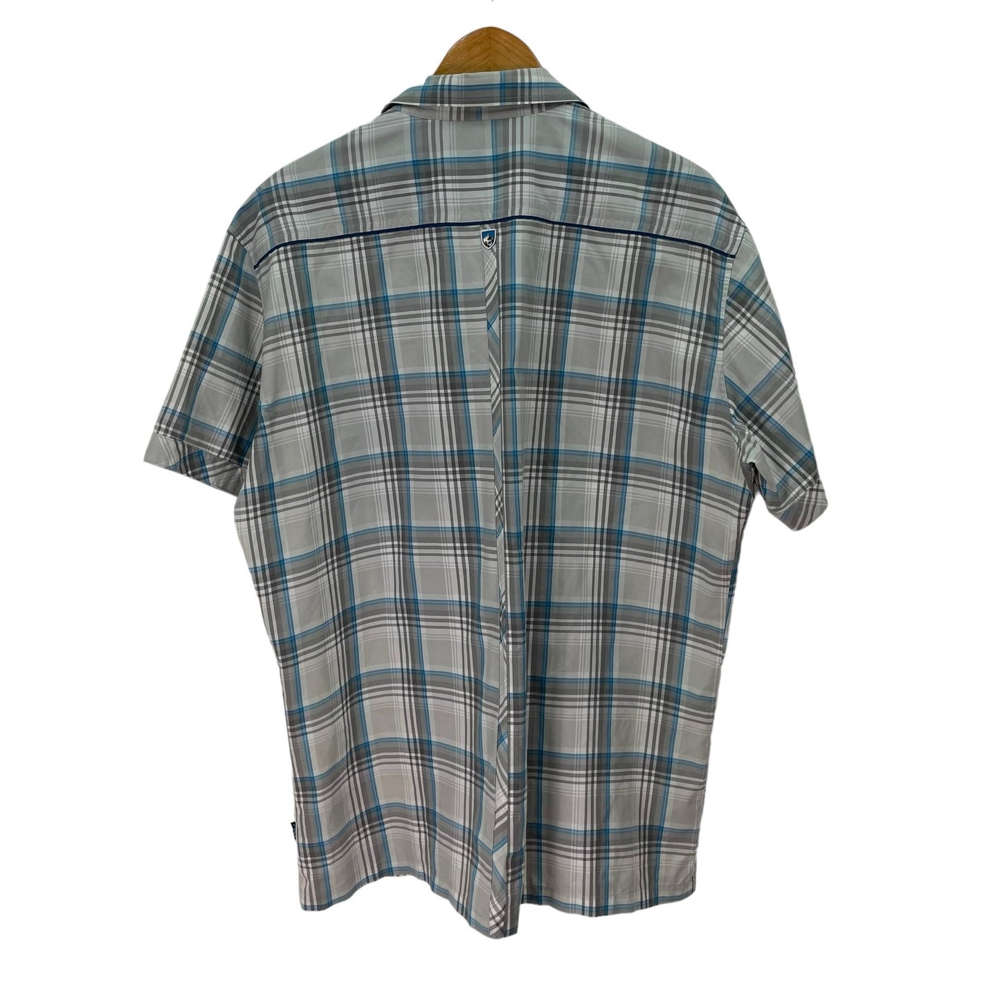 Kuhl Causal Snap Down Short Sleeve Shirt Blue Gray Mens XL